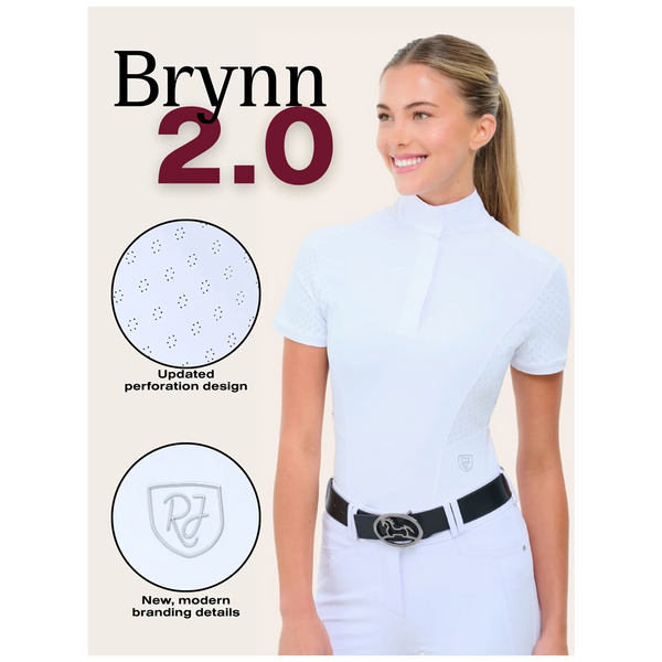 BRY850II RJ Classics Women's Brynn Short Sleeve English Show Shirt 2.0 - White/Ride On