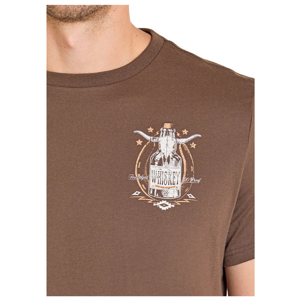 BU21T07860 Rock & Roll Men's Short Sleeve Whiskey Graphic Tee - Chocolate