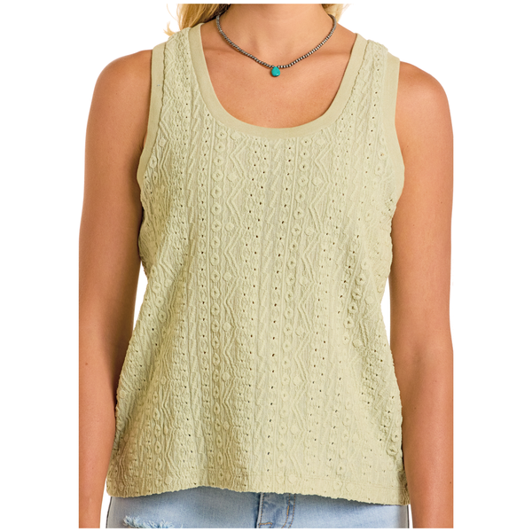 BW20T06291 Rock & Roll Women's Knit Tank w/Raised Design - Jade