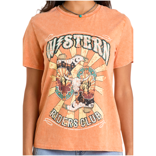 BW21T06447 Rock & Roll Women's Boot Short Sleeve Graphic Tee - Brass