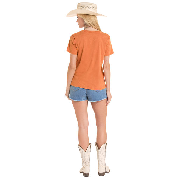 BW21T08880 Rock & Roll Women's Short Sleeve Graphic Tee - Orange