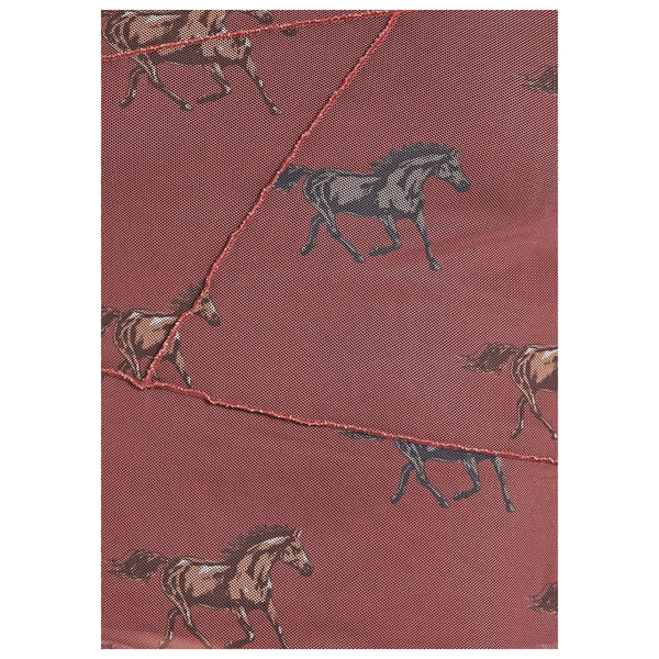 BW22T08090 Rock & Roll Women's Horse Print Long Sleeve Mesh Top - Rust