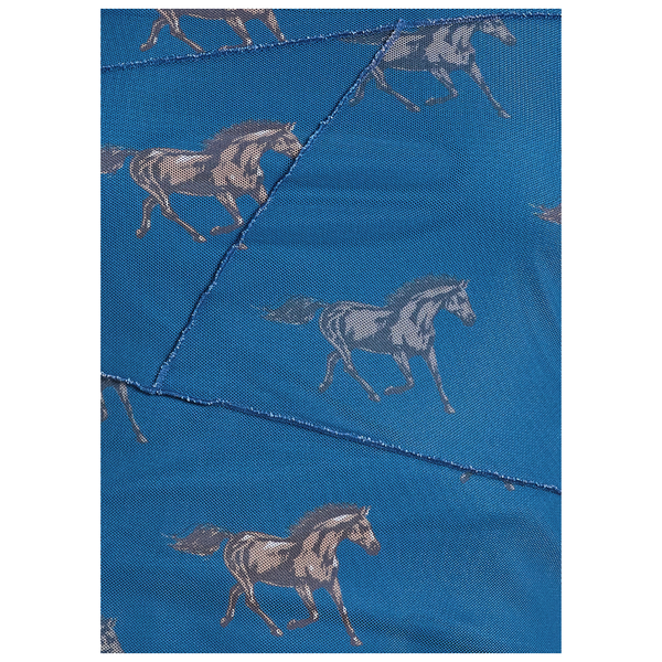 BW22T08109 Rock & Roll Women's Horse Print Long Sleeve Top - Blue