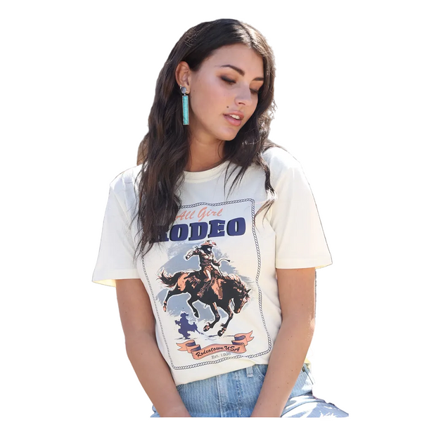 CTK7450022 Cruel Girl Women's Short Sleeve Rodeo Tee - Cream
