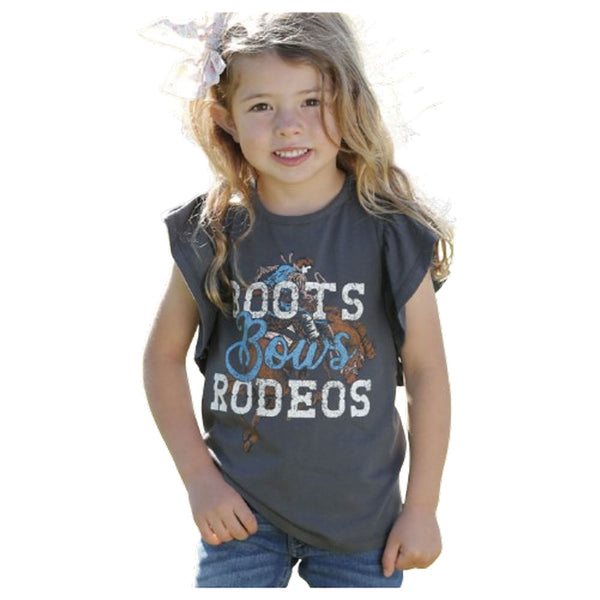 CTK8004001 Cruel Girl Girls' Ruffle Sleeve Tee - Charcoal