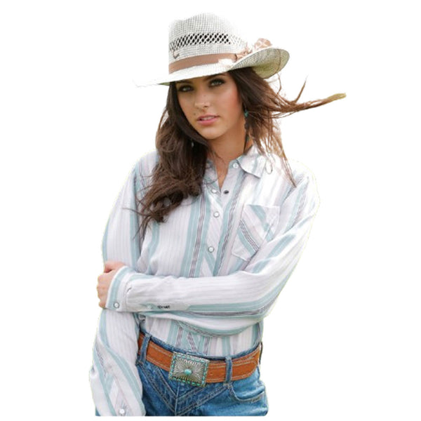 CTW7486002 Cruel Women's Long Sleeve Striped Western Snap Shirt - Lilac Stripe