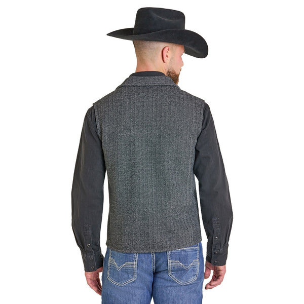 DM98C07125 Powder River Men's Fleece Bonded Herringbone Vest - Black