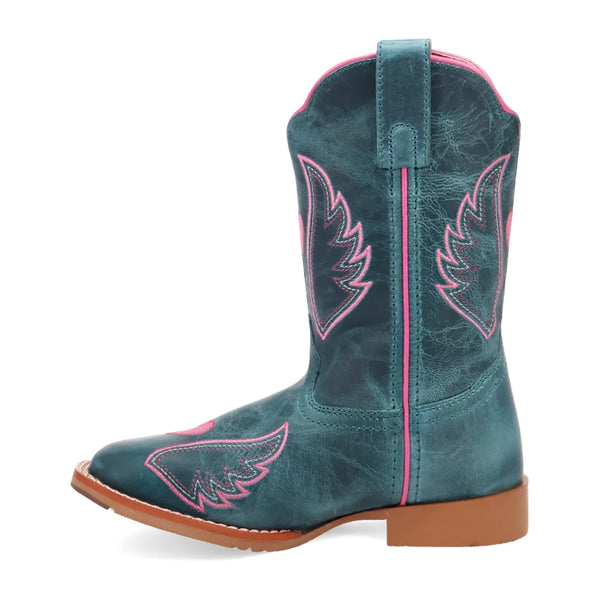 DPC4024 Dan Post Children's Sweet Caroline Square Toe Cowboy Boot - Turquoise / Pink