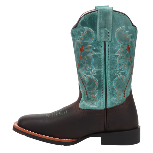 DPC5002 Dan Post Salina Leather Youth Cowboy Boot - Chocolate Turquoise