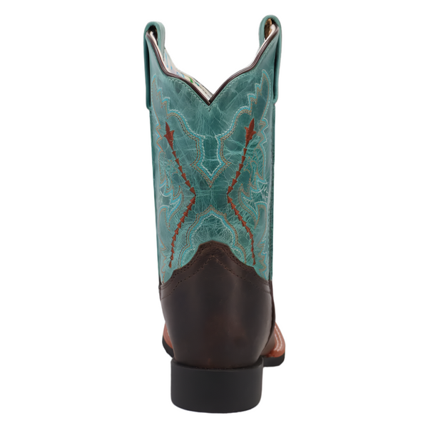 DPC5002 Dan Post Salina Leather Youth Cowboy Boot - Chocolate Turquoise