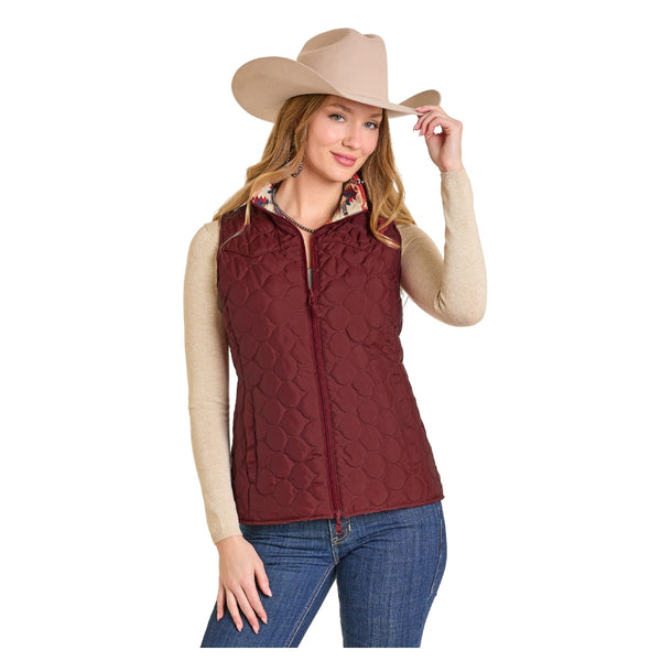 DW98C06847 Panhandle Slim Powder River Outfitters Women's Reversible Quilted Vest