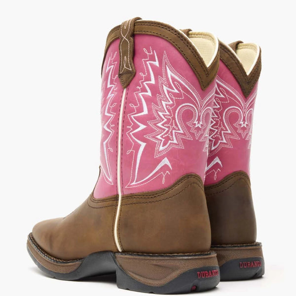 DWBT094 Durango Youth Let Love Fly Square Toe Western Boot - Brown & Pink