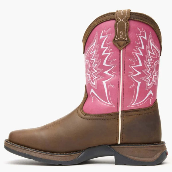 DWBT094 Durango Youth Let Love Fly Square Toe Western Boot - Brown & Pink