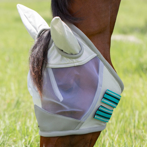 E22012-SI/TUB Equinavia Algard Soft Mesh Fly Mask - Silver/Turquoise
