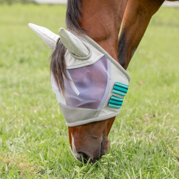 E22012-SI/TUB Equinavia Algard Soft Mesh Fly Mask - Silver/Turquoise