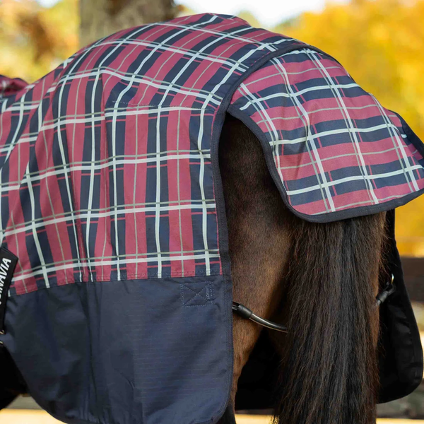E24004-NV/BU Equinavia Norse Mid Weight Turnout Blanket 200g - Navy / Burgundy Plaid