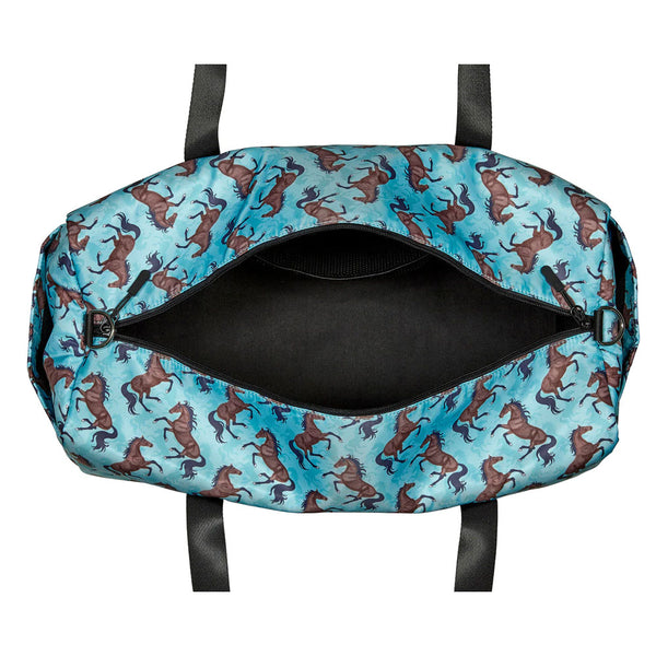 GG824TU AWST Duffel Bag With Horse Print- Bay Horses/Turquoise