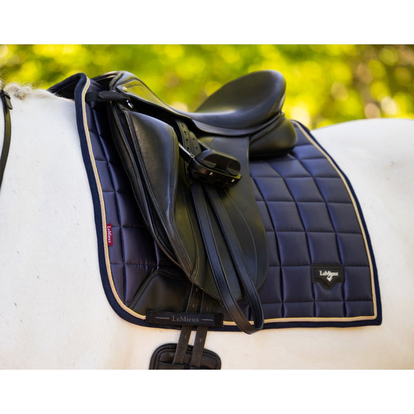 IT05933 LeMieux Loire Classic Satin Dressage Square Saddle Pad - Dusk Blue
