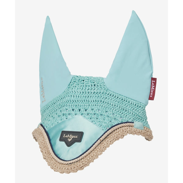 IT05938 LeMieux Loire Satin Fly Veil Hood Lycra Bonnet - Aqua