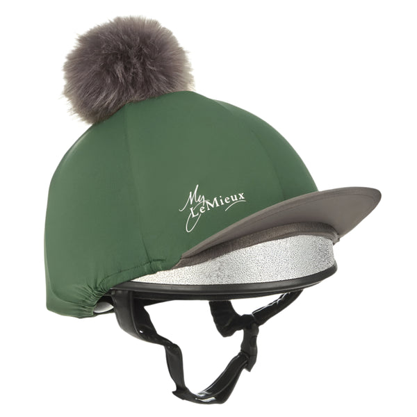 IT06783 LeMieux Classique Pom Hat Silk Helmet Cover - Hunter Green