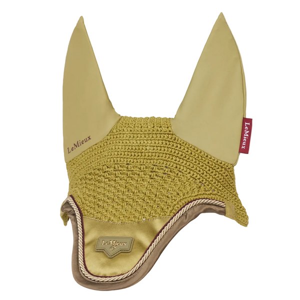 IT09186 LeMieux Loire Satin Fly Veil Hood Lycra Bonnet - Gooseberry