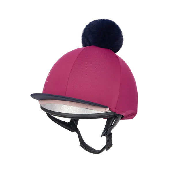 IT09519 LeMieux Classique Pom Hat Silk Helmet Cover - Blackberry