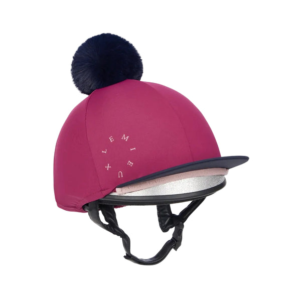 IT09519 LeMieux Classique Pom Hat Silk Helmet Cover - Blackberry