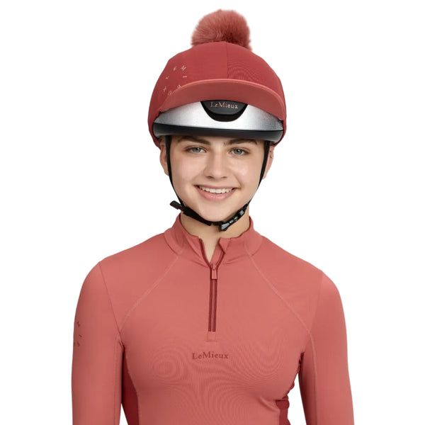 IT09521 LeMieux Classique Pom Hat Silk Helmet Cover - Russet