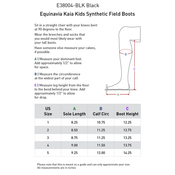 E38004 Equinavia Kaia Kids Synthetic Field Boots - Black