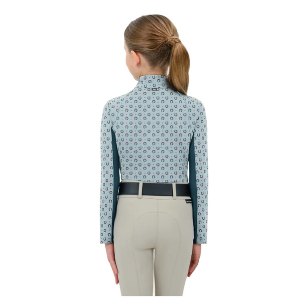 LBJ904 RJ Classics Girls Libby Jr 2.0 Quarter Zip English Schooling Shirt - Horseshoes