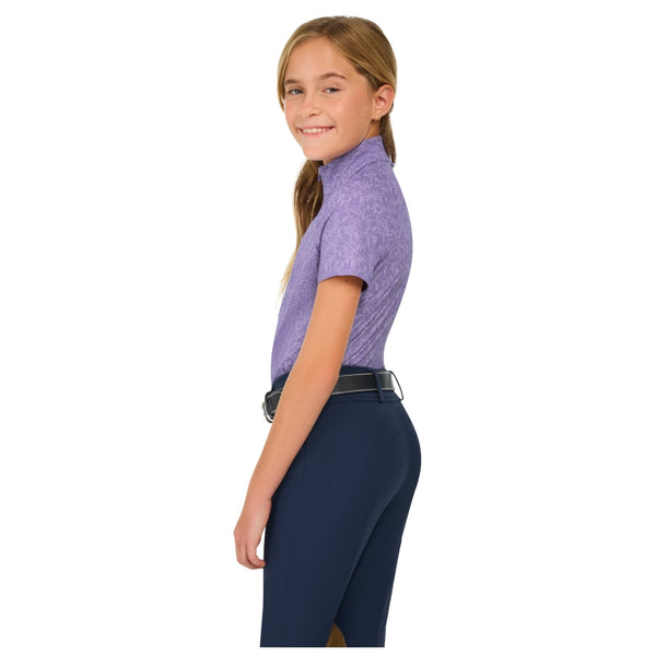 LCJ844 RJ Classics Girls Lucy Jr Quarter Zip Schooling Shirt - Purple Paddock Play