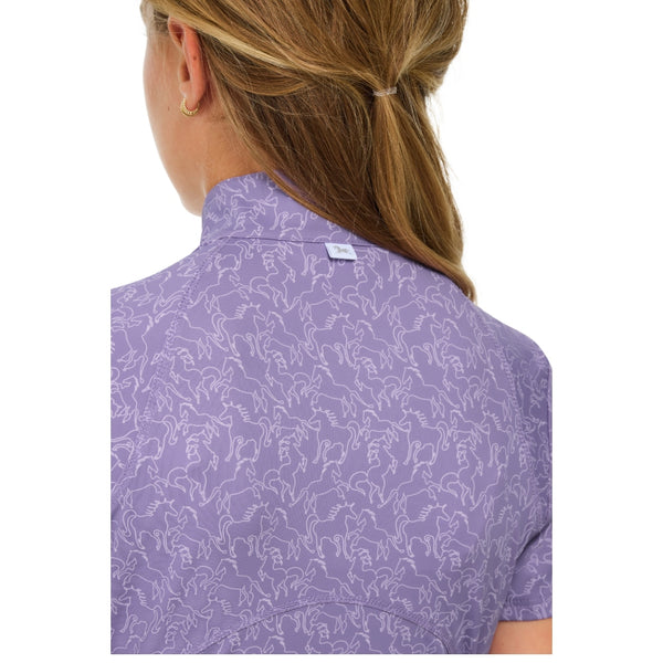 LCJ844 RJ Classics Girls Lucy Jr Quarter Zip Schooling Shirt - Purple Paddock Play
