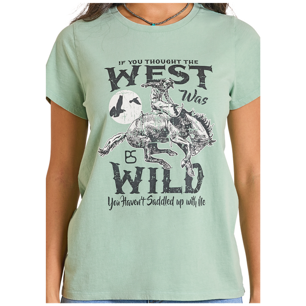 LW21T08533 Panhandle Slim Women's West Was Wild Short Sleeve T-Shirt - Jade