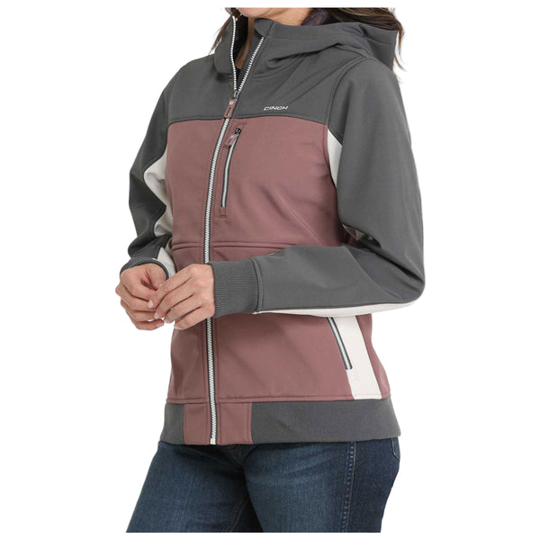 MAJ9844003 Cinch Women's Color Block Bonded Hooded Jacket - Grey, Mauve & White