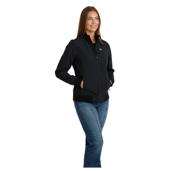 MAJ9902002 Cinch Women's Bonded Jacket - Black with Turquoise