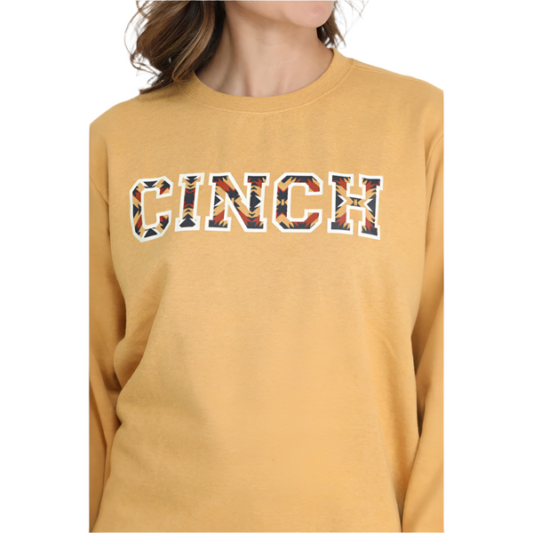 MAK7905006 Cinch Women's Long Sleeve Logo Sweatshirt - Gold