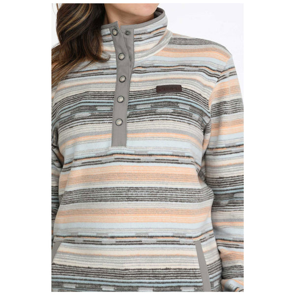 MAK9909004 Cinch Women's 1/4 Snap Fleece Long Sleeve Pullover - Multicolor