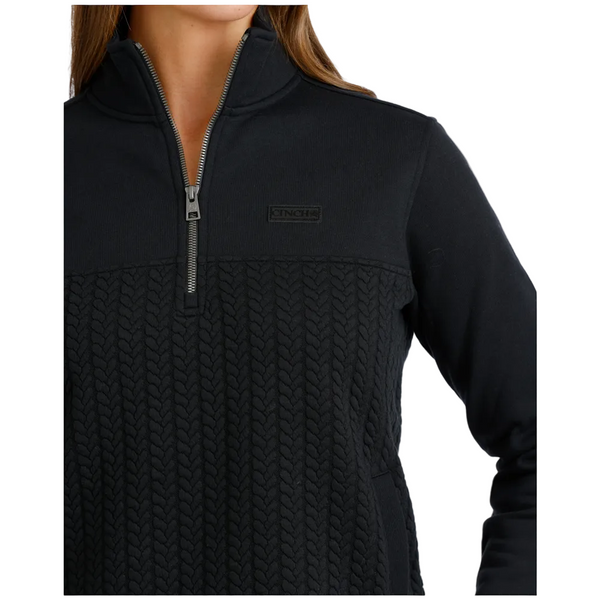 MAK9936002 Cinch Women's 1/4 Zip Long Sleeve Pullover - Black