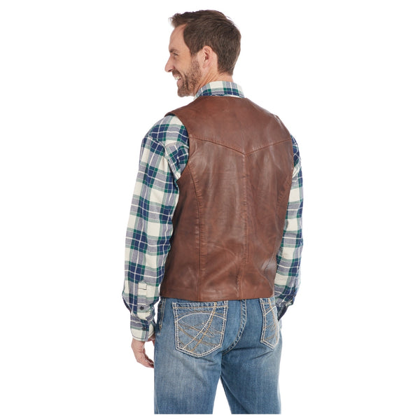 ML3064 Cripple Creek Men's Button Front Smooth Leather Vest - Vintage Brown