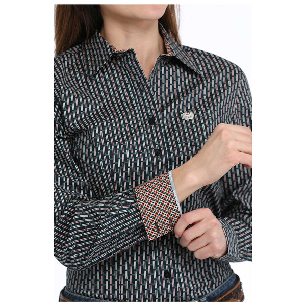 MSW9164236 Cinch Women's Long Sleeve Button Up Western Shirt - Navy Print