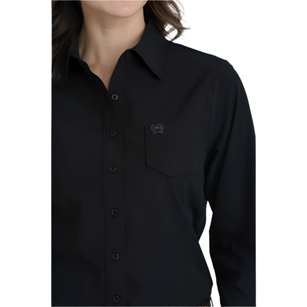 MSW9164253 Cinch Women's Long Sleeve Button Up Western Shirt - Solid Black