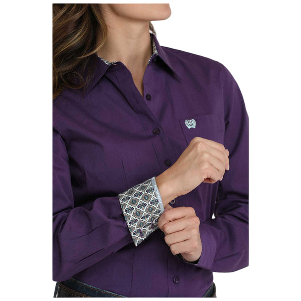 MSW9164256 Cinch Women's Long Sleeve Button Up Western Shirt - Purple