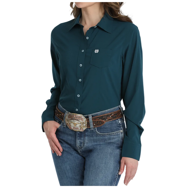 MSW9164272 Cinch Women's Long Sleeve Button Up ArenaFlex Western Shirt - Dark Teal