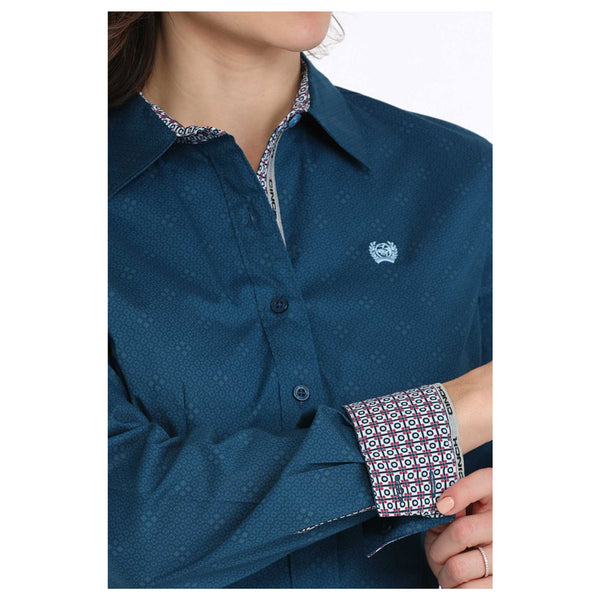 MSW9165064 Cinch Women's Long Sleeve Western Button Shirt - Blue