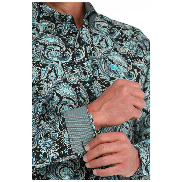 MTW1105907 Cinch Men's Long Sleeve Solid Western Button Down Shirt - Black Paisley