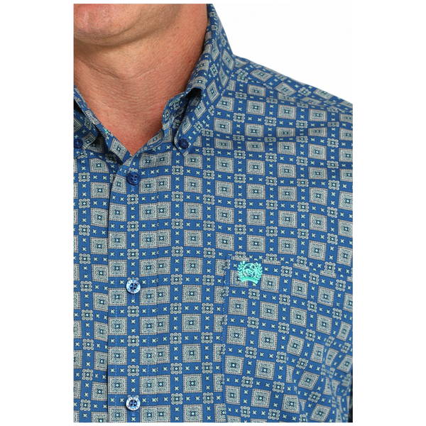MTW1105929 Cinch Men's Long Sleeve Button Down Western Shirt - Royal Blue Print
