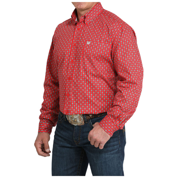 MTW1105994 Cinch Men's Long Sleeve Button-down Western Shirt - Red Print