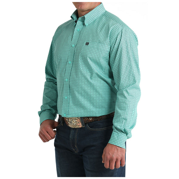 MTW1106034 Cinch Men's Long Sleeve Button down Western Shirt - Teal Print