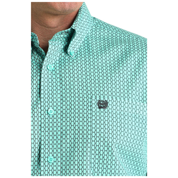 MTW1106034 Cinch Men's Long Sleeve Button down Western Shirt - Teal Print