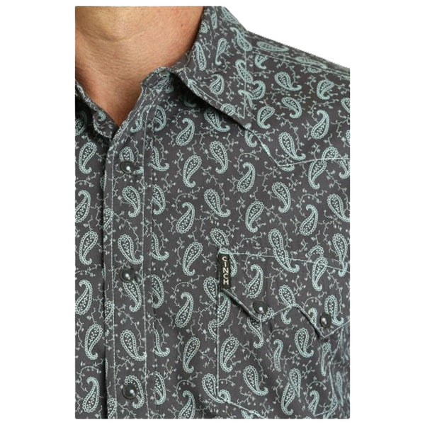 MTW1301074 Cinch Men's Modern Fit Long Sleeve Snap Shirt - Charcoal Paisley